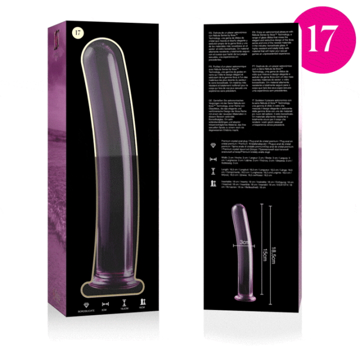 NEBULA SERIES BY IBIZA MODELO 17 DILDO CRISTAL ROSA 185 CM O 3 CM