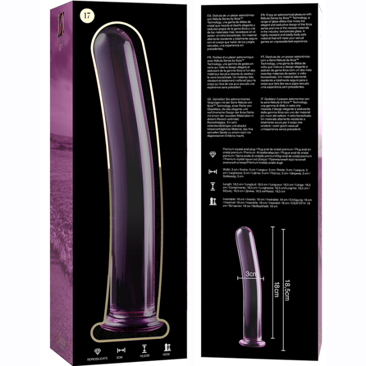 NEBULA SERIES BY IBIZA MODELO 17 DILDO CRISTAL ROSA 185 CM O 3 CM