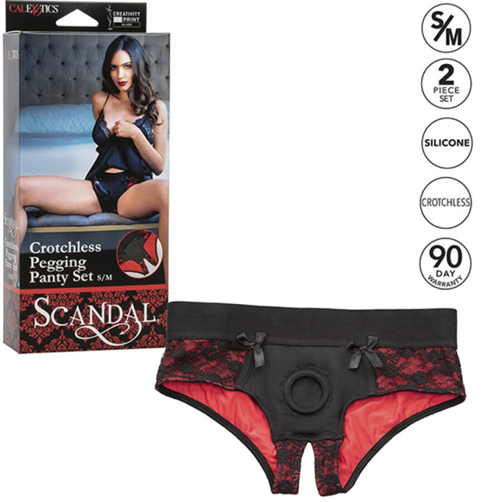 CALEXOTICS SCANDAL SET DE BRAGUITAS SIN ENTREPIERNAS CON DILDO TALLA S M