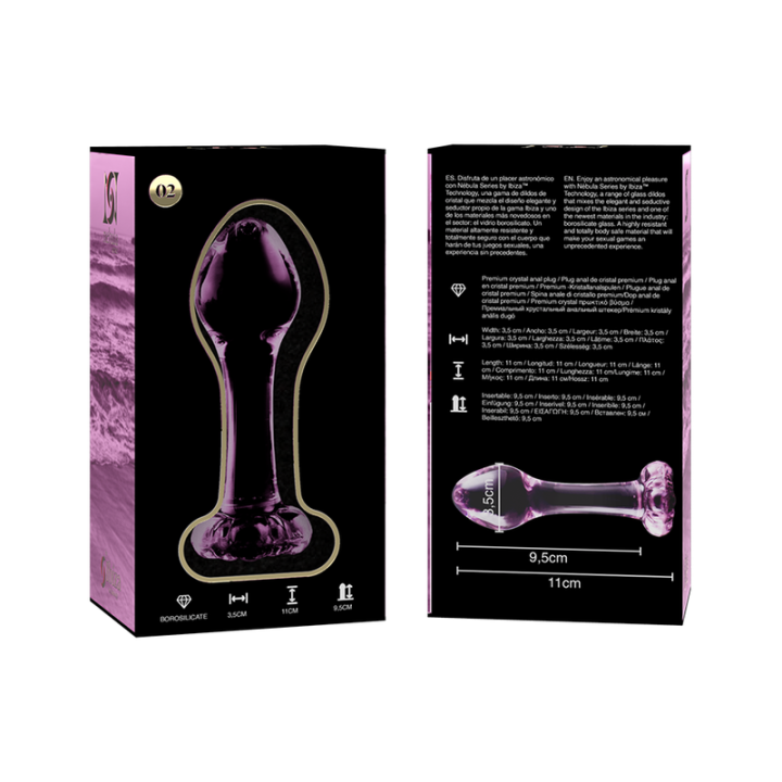 NEBULA SERIES BY IBIZA MODELO 2 PLUG CRISTAL ROSA 11 CM O 35 CM