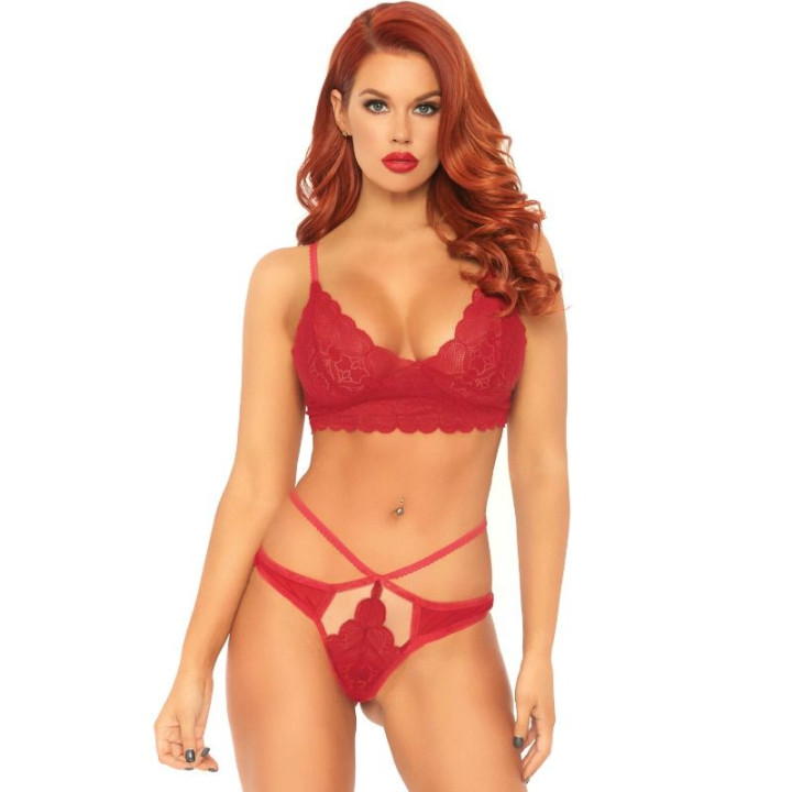 LEG AVENUE SET 2 PIEZAS CON TANGA DOBLE TIRANTA M L ROJO