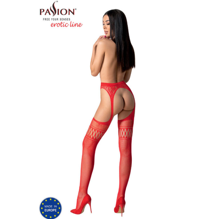 PASSION S026 MEDIAS CON LIGUERO ROJO TALLA UNICA