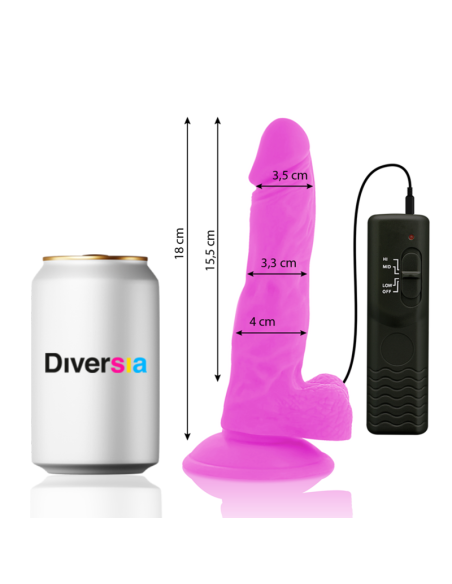 DIVERSIA DILDO FLEXIBLE CON VIBRACION LILA 18 CM O 4 CM
