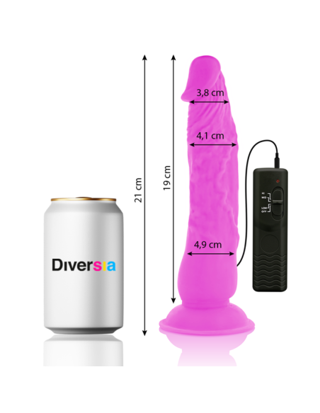 DIVERSIA DILDO FLEXIBLE CON VIBRACION LILA 21 CM O 49 CM