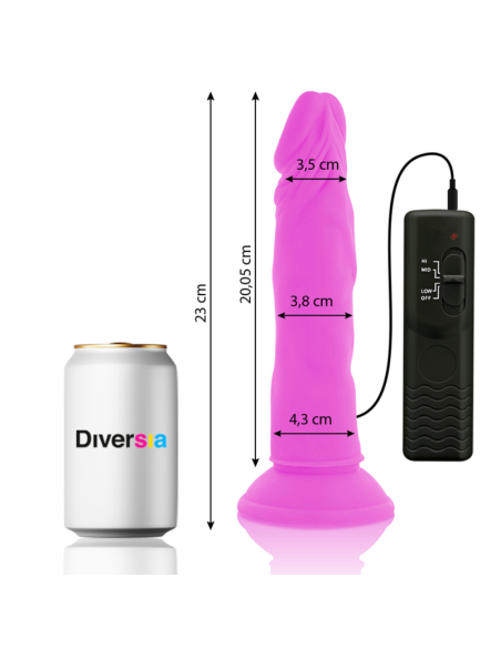 DIVERSIA DILDO FLEXIBLE CON VIBRACION LILA 23 CM O 43 CM