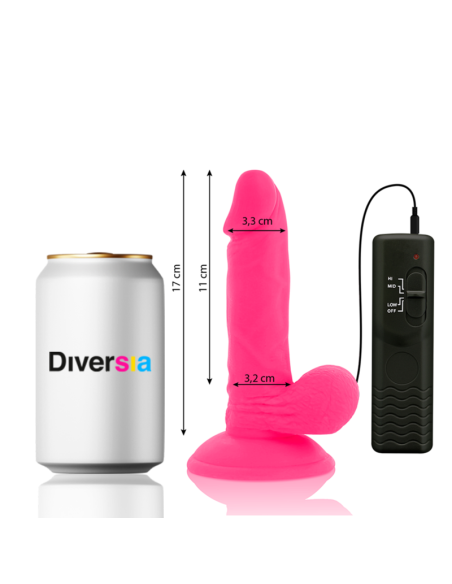 DIVERSIA DILDO FLEXIBLE CON VIBRACION ROSA 17 CM O 33 CM
