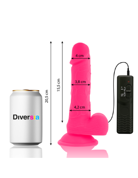 DIVERSIA DILDO FLEXIBLE CON VIBRACION ROSA 205 CM O 42 CM