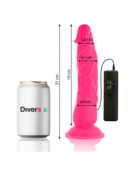 DIVERSIA DILDO FLEXIBLE CON VIBRACION ROSA 21 CM O 49 CM