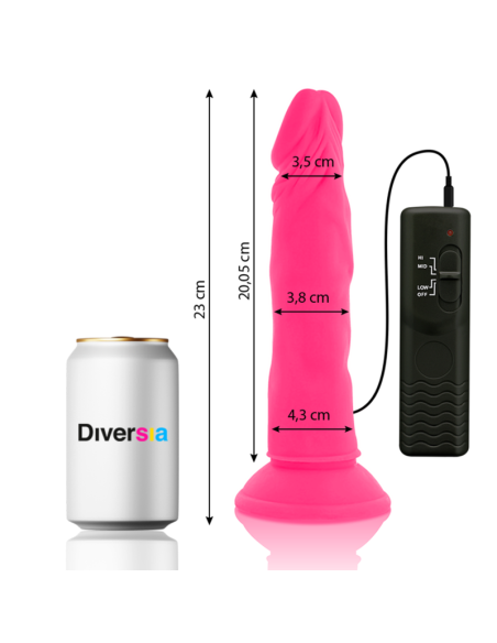 DIVERSIA DILDO FLEXIBLE CON VIBRACION ROSA 23 CM O 43 CM