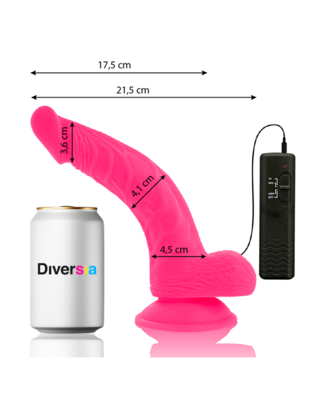 DIVERSIA DILDO FLEXIBLE CON VIBRACION ROSA 215 CM O 45 CM