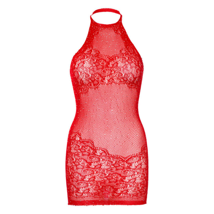 LEG AVENUE MINI VESTIDO CON PEDRERIA TALLA UNICA ROJO