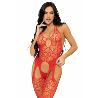 LEG AVENUE BODYSTOCKING DE RED CON TIRANTES TALLA UNICA ROJO