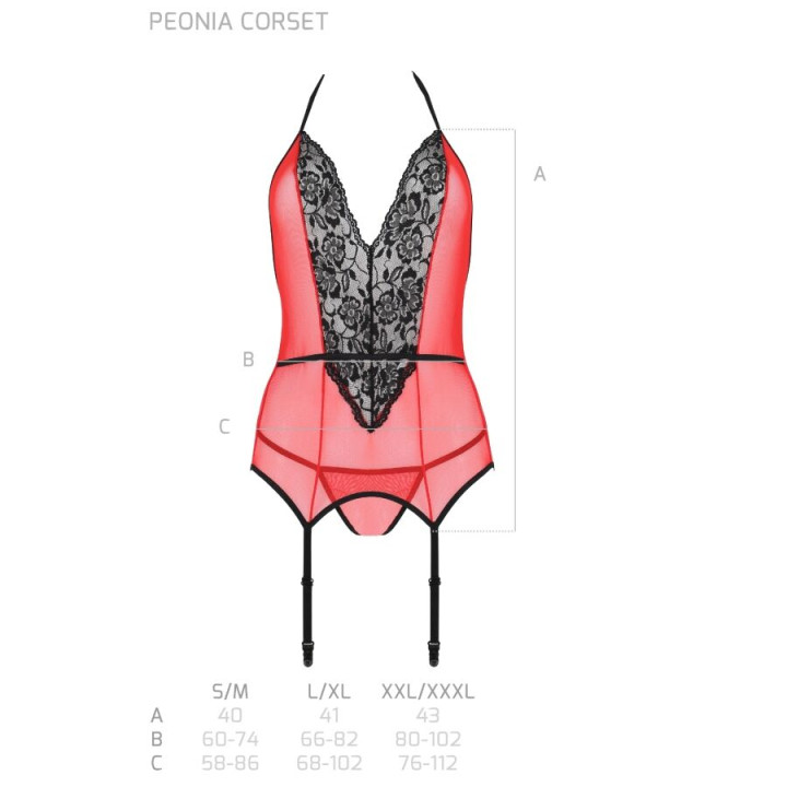 PASSION PEONIA CORSET EROTIC LINE ROJO L XL