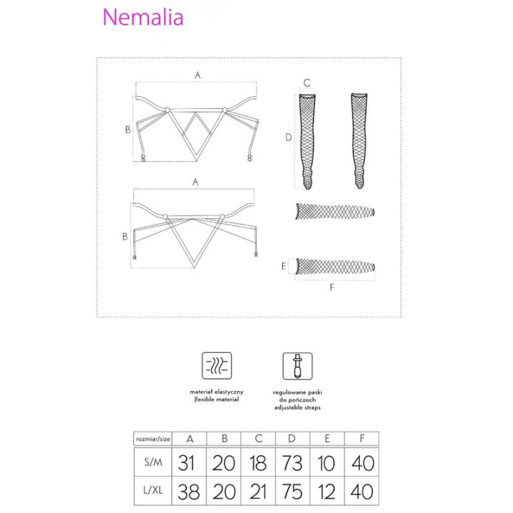 LIVCO CORSETTI FASHION NEMALIA SET LIGUERO MEDIAS GUANTES NEGRO L XL