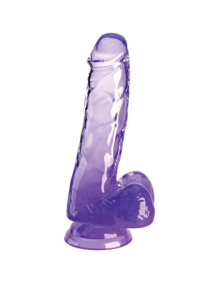 KING COCK CLEAR PENE REALISTICO CON TESTICULOS 135 CM MORADO