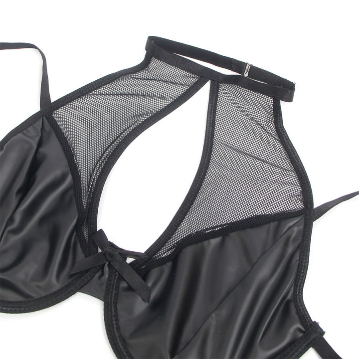 SUBBLIME 957582 CONJUNTO SUJETADOR Y FALDA DE CUERO NEGRO S M