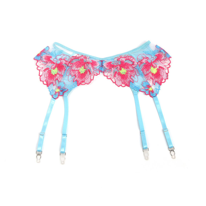 SUBBLIME 957643 CONJUNTO SUJETADOR Y LIGUERO CON BORDADOS DE FLORES ROSAS S M