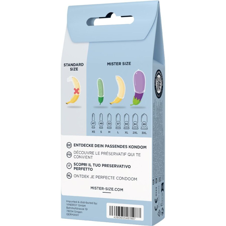 MISTER SIZE TEST SET 3 PRESERVATIVOS DIFERENTES TALLAS CINTA METRICA