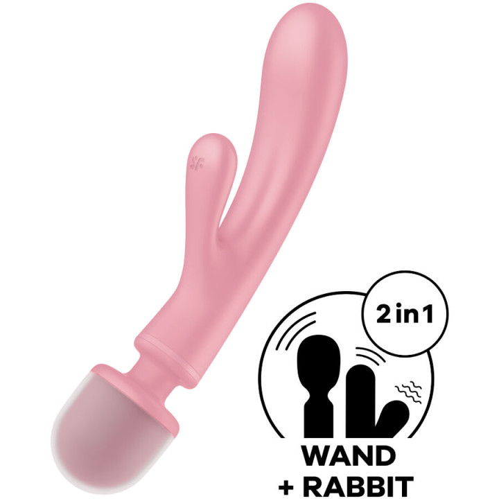 SATISFYER TRIPLE LOVER MASAJEADOR VIBRADOR RABBIT ROSA