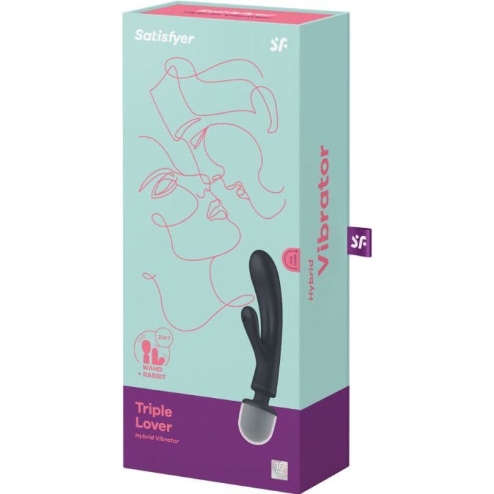 SATISFYER TRIPLE LOVER MASAJEADOR VIBRADOR RABBIT GRIS