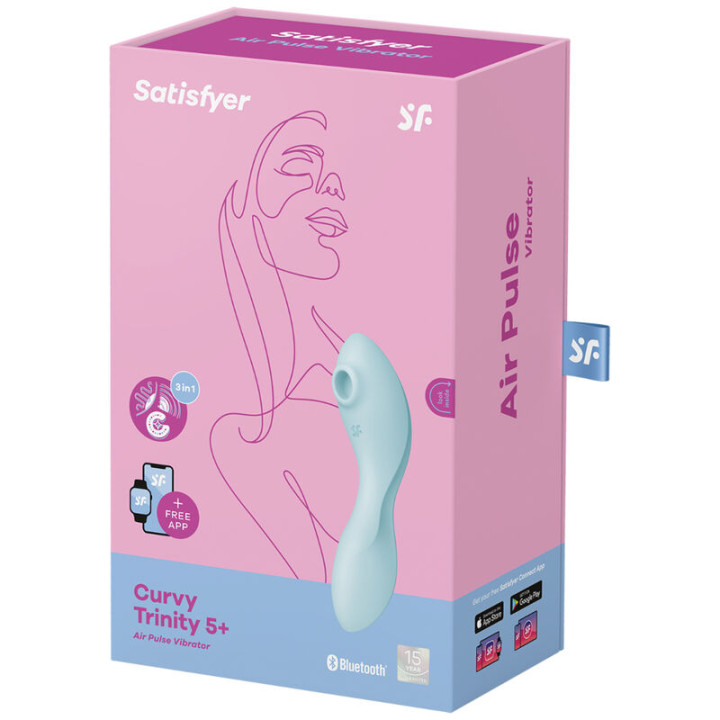 SATISFYER CURVY TRINITY 5 ESTIMULADOR Y VIBRADOR APP AZUL