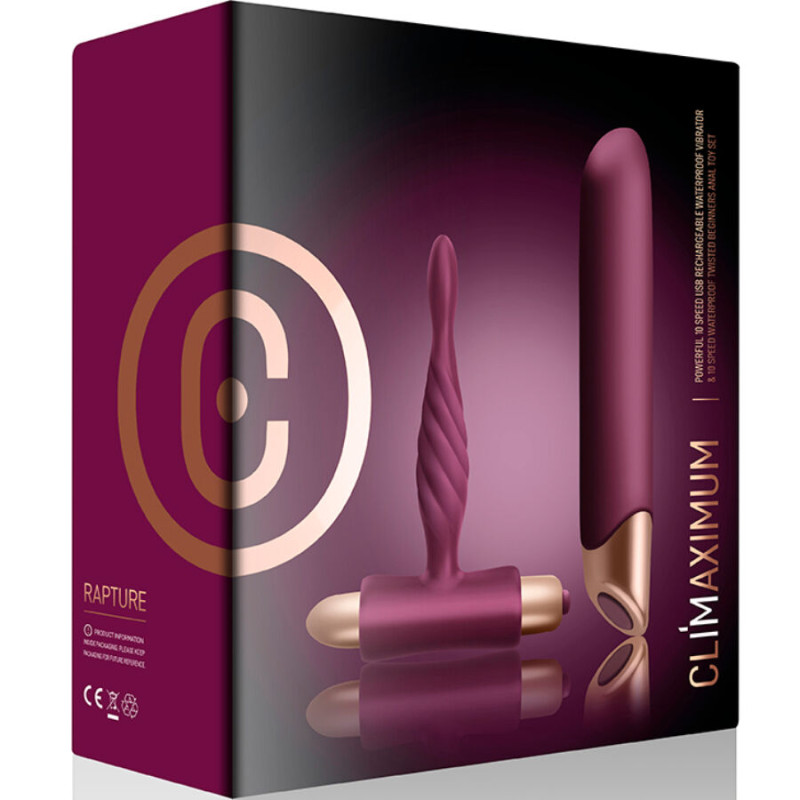 CLIMAXIMUM RAPTURE KIT VIBRADOR CLASICO PLUG ANAL PRINCIPIANTES