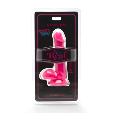 GET REAL HAPPY DICKS DILDO 12 CM CON TESTICULOS ROSA