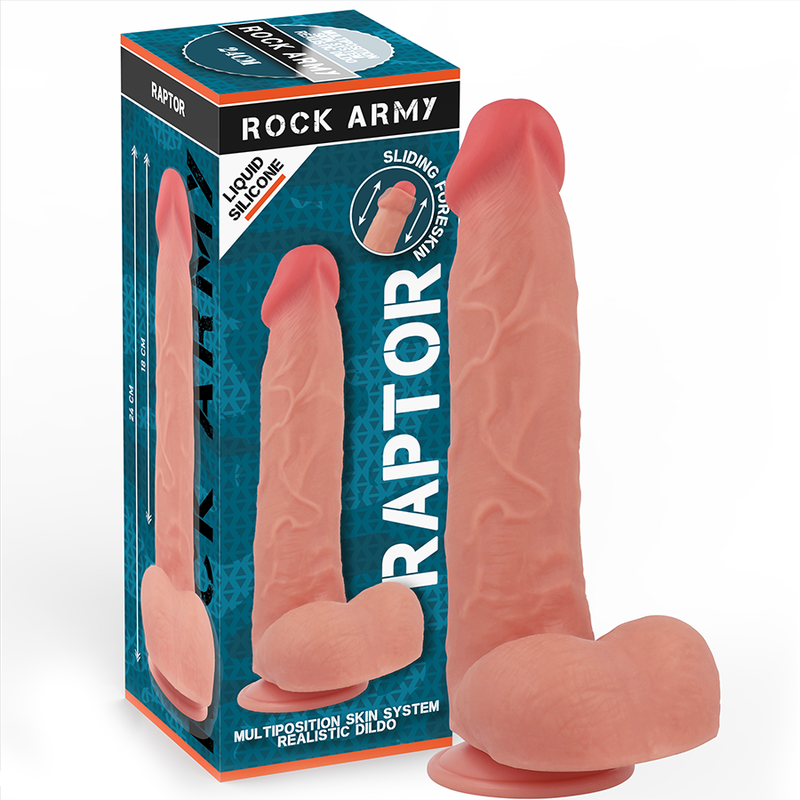 ROCKARMY RAPTOR DILDO REALISTA DUAL DENSITY LIQUID SILICONE 24 CM O 44 CM