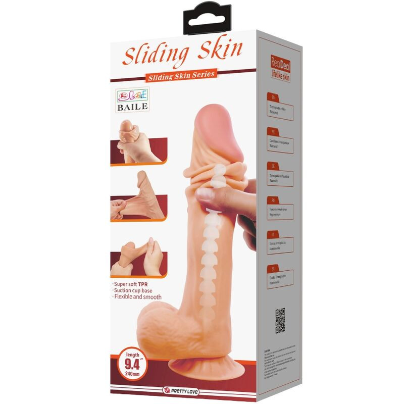 PRETTY LOVE SLIDING SKIN SERIES DILDO REALISTICO CON VENTOSA PIEL DESLIZANTE 24 CM