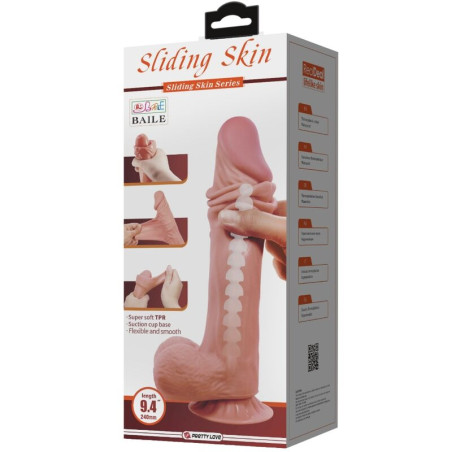 PRETTY LOVE SLIDING SKIN SERIES DILDO REALISTICO CON VENTOSA PIEL DESLIZANTE MORENO 24 CM
