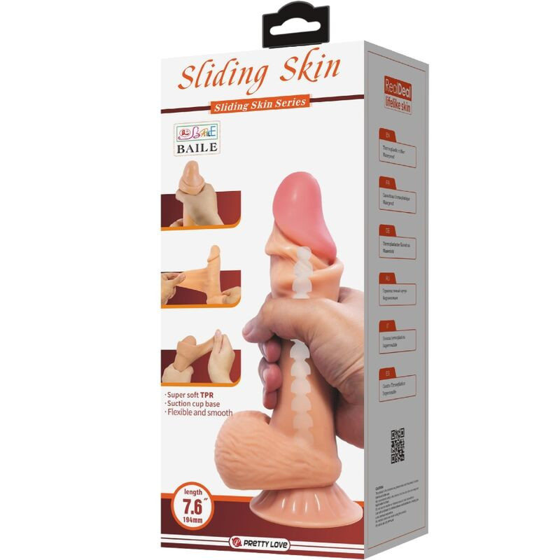 PRETTY LOVE SLIDING SKIN SERIES DILDO REALISTICO CON VENTOSA PIEL DESLIZANTE 194 CM