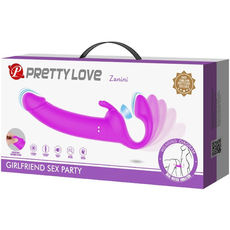 PRETTY LOVE ZANINI DILDO STRAP ON SIN ARNES 10 VIBRACIONES MORADO