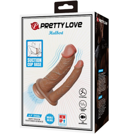 PRETTY LOVE HULBERT DOBLE DILDO REALISTICO CON VIBRACION MULATO