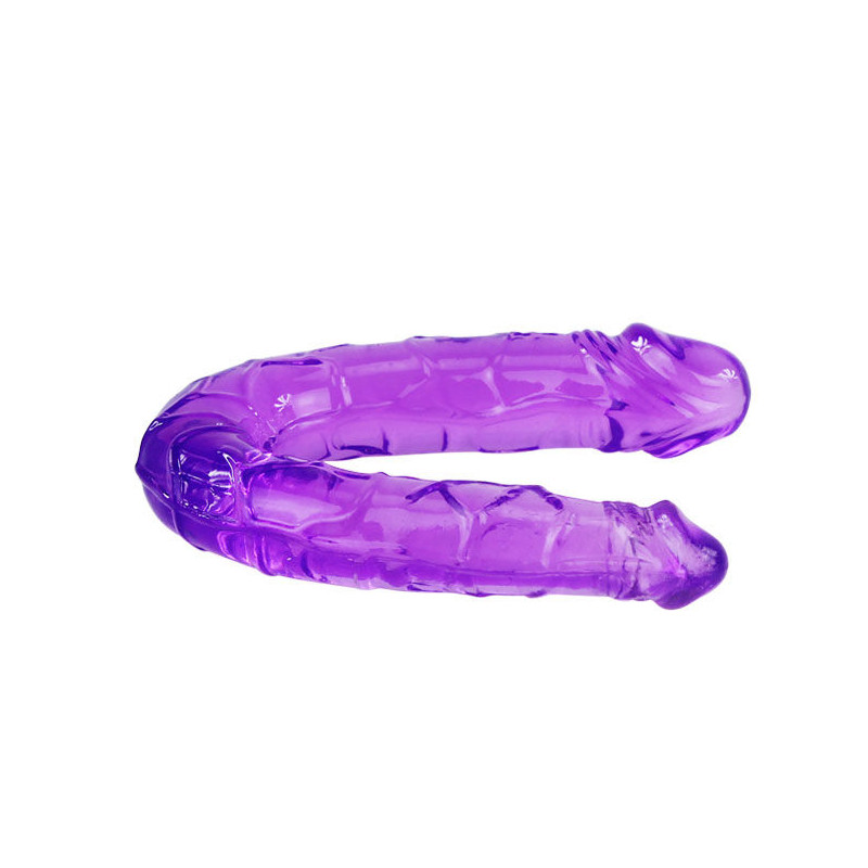 BAILE DILDO DOBLE EN GELATINA FLEXIBLE LILA