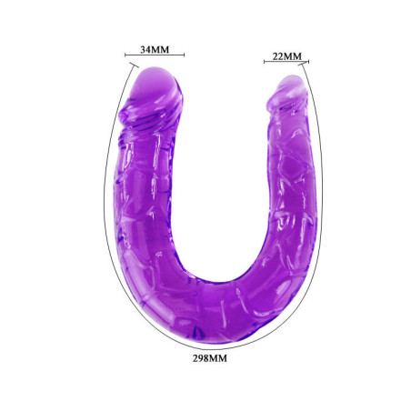 BAILE DILDO DOBLE EN GELATINA FLEXIBLE LILA