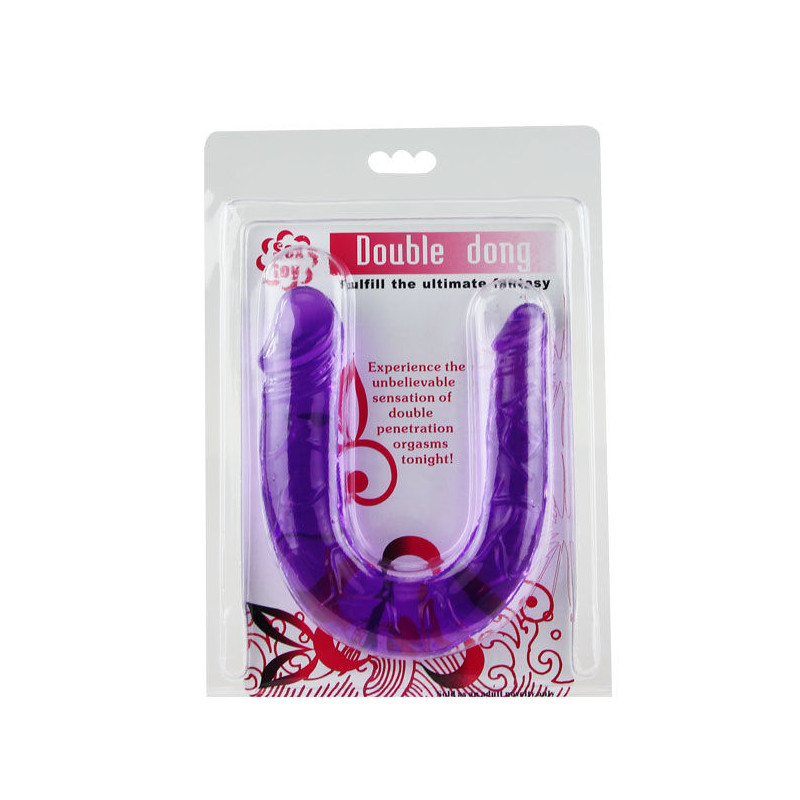 BAILE DILDO DOBLE EN GELATINA FLEXIBLE LILA