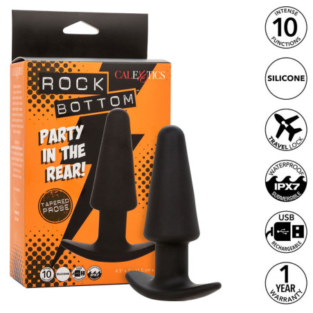 CALEXOTICS ROCK BOTTOM PLUG ANAL CONICO 10 VIBRACIONES SILICONA NEGRO
