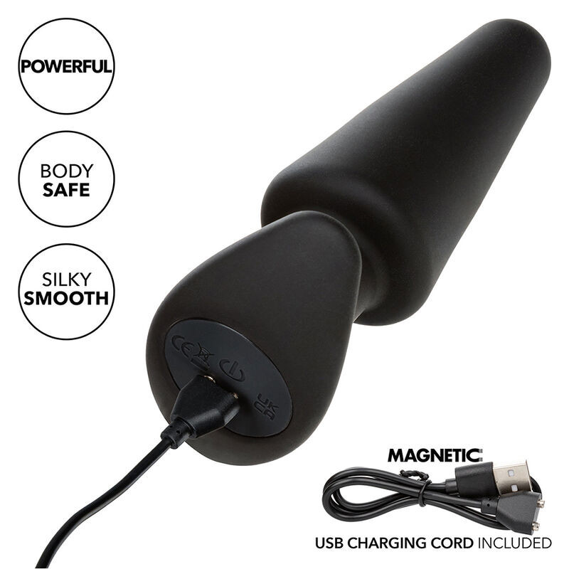 CALEXOTICS ROCK BOTTOM PLUG ANAL CONICO 10 VIBRACIONES SILICONA NEGRO