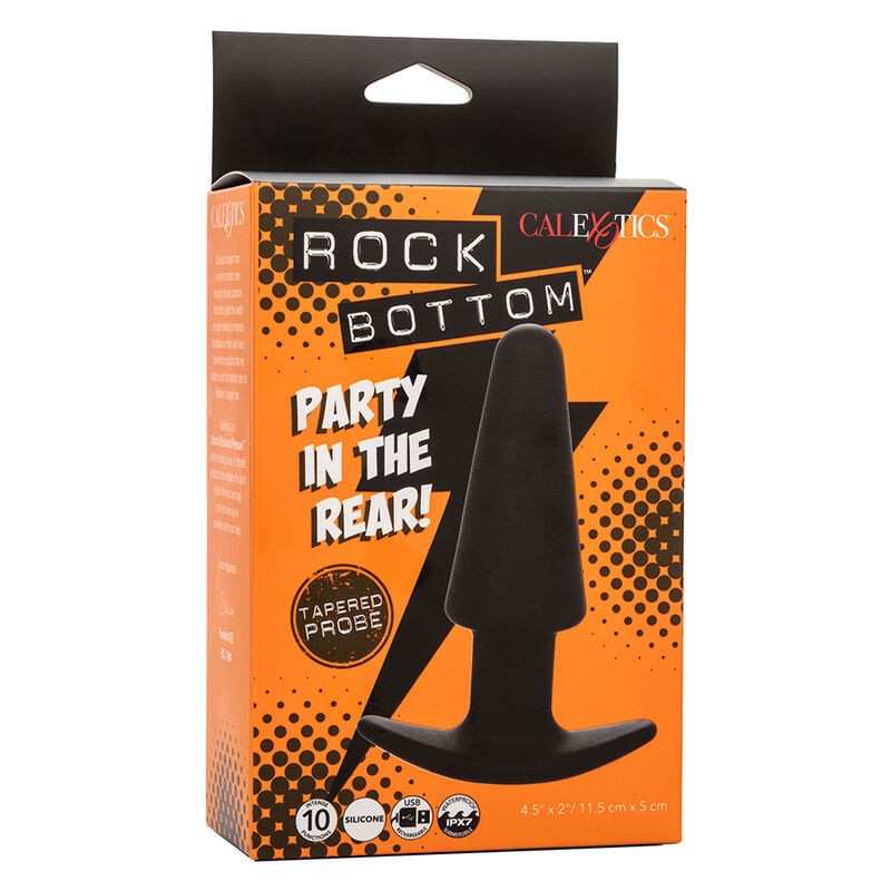 CALEXOTICS ROCK BOTTOM PLUG ANAL CONICO 10 VIBRACIONES SILICONA NEGRO