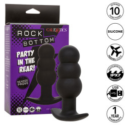 CALEXOTICS ROCK BOTTOM PLUG ANAL CON CUENTAS 10 VIBRACIONES SILICONA NEGRO 2