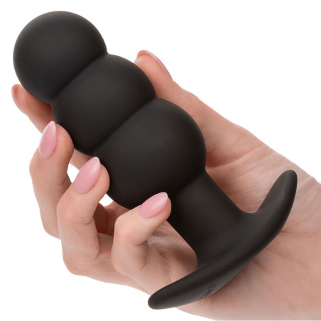 CALEXOTICS ROCK BOTTOM PLUG ANAL CON CUENTAS 10 VIBRACIONES SILICONA NEGRO