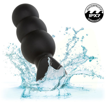 CALEXOTICS ROCK BOTTOM PLUG ANAL CON CUENTAS 10 VIBRACIONES SILICONA NEGRO