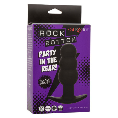 CALEXOTICS ROCK BOTTOM PLUG ANAL CON CUENTAS 10 VIBRACIONES SILICONA NEGRO