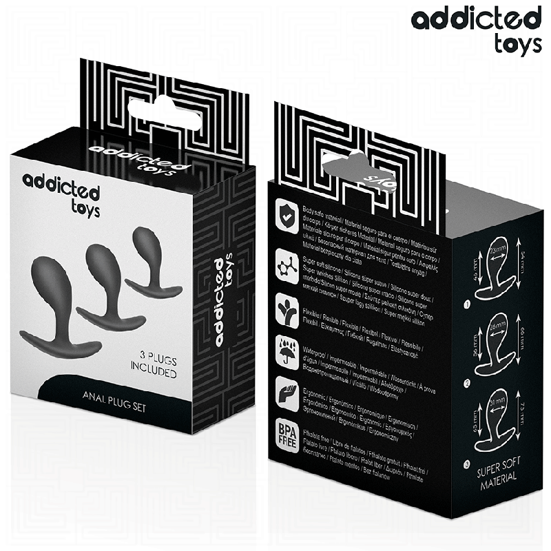ADDICTED TOYS SET DE 3 PLUG ANAL SILICONA MODELO 3