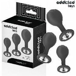 ADDICTED TOYS SET DE 3 PLUG SILICONA ANAL CON JOYA 2
