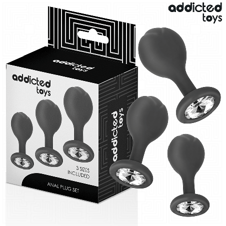 ADDICTED TOYS SET DE 3 PLUG SILICONA ANAL CON JOYA