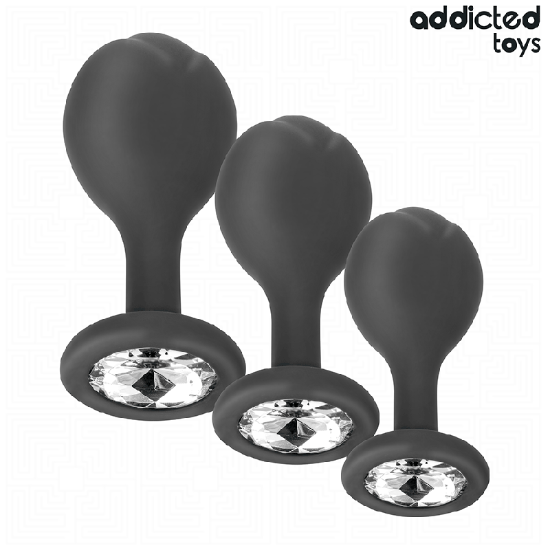 ADDICTED TOYS SET DE 3 PLUG SILICONA ANAL CON JOYA