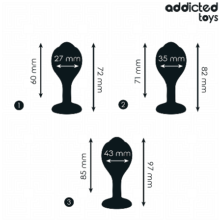 ADDICTED TOYS SET DE 3 PLUG SILICONA ANAL CON JOYA