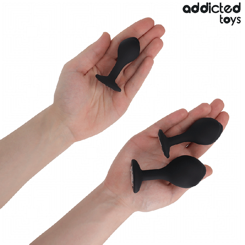 ADDICTED TOYS SET DE 3 PLUG SILICONA ANAL CON JOYA