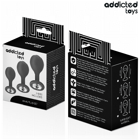 ADDICTED TOYS SET DE 3 PLUG SILICONA ANAL CON JOYA